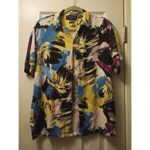 Vintage No Boundaries Hawaiian Button Up Shirt Short Sleeve Men’s M Colorful Y2K